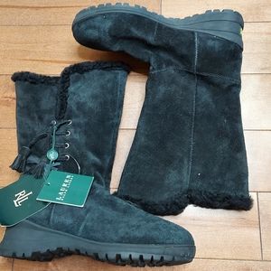 Lauren Ralph Lauren Tadina  Suede and shearling cold weather boots size …